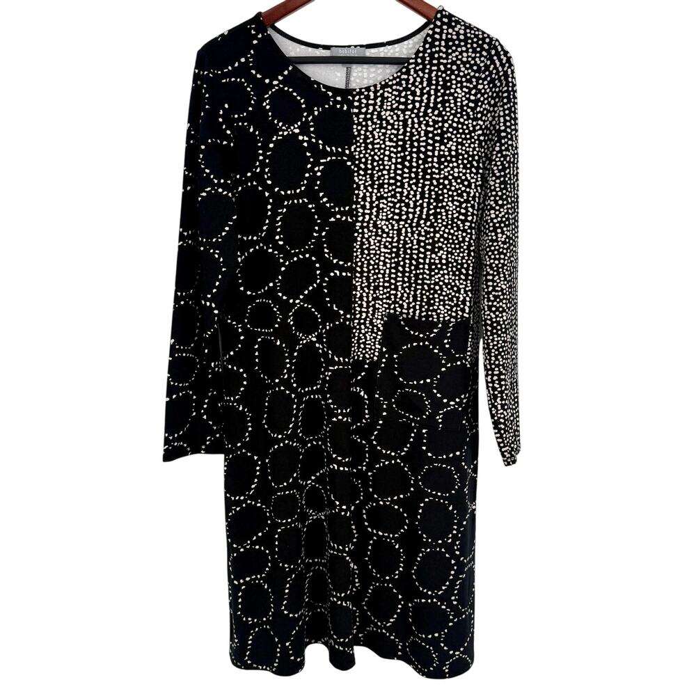 NEW NWOT Habitat Sz Medium Black White Wearable Art to Wear Dress Artsy Unique